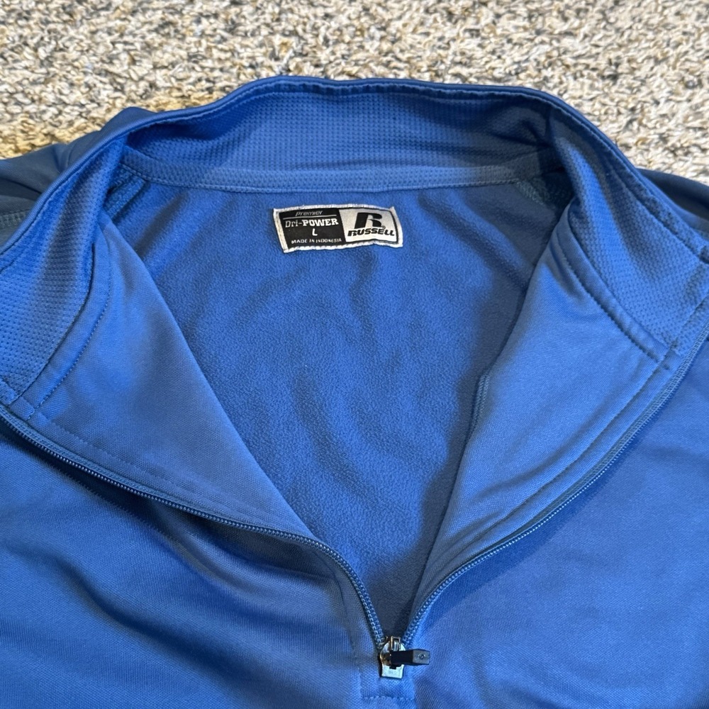 Russell Athletic Dri-Power Blue Quarter Zip Pullover Sweatshirt Men's Size L - Picture 4 of 8